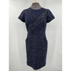 Boden blue knit midi dress short sleeve with pockets size 8